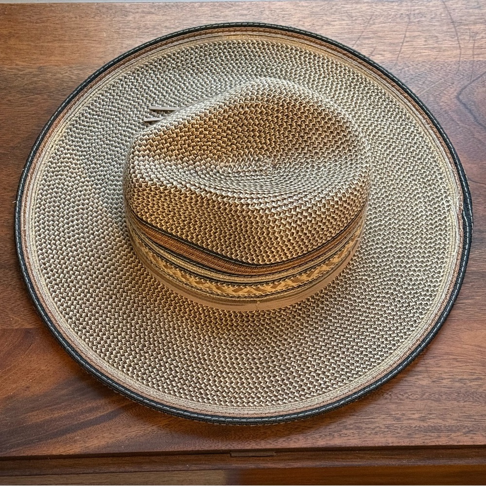 Scala Straw Sun Hat with Black and Tan Accents - Picture 2 of 8